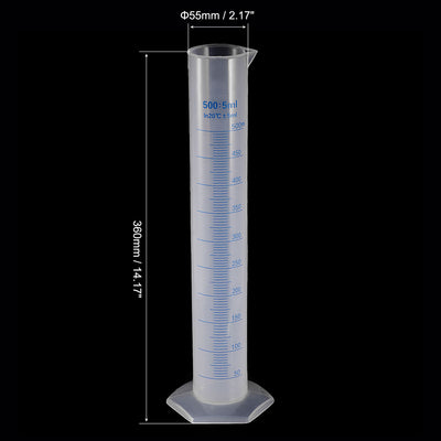 Harfington Uxcell Plastic Graduated Cylinder, 500ml Measuring Cylinder with 1 Brush, 2in1 Set for Science Lab