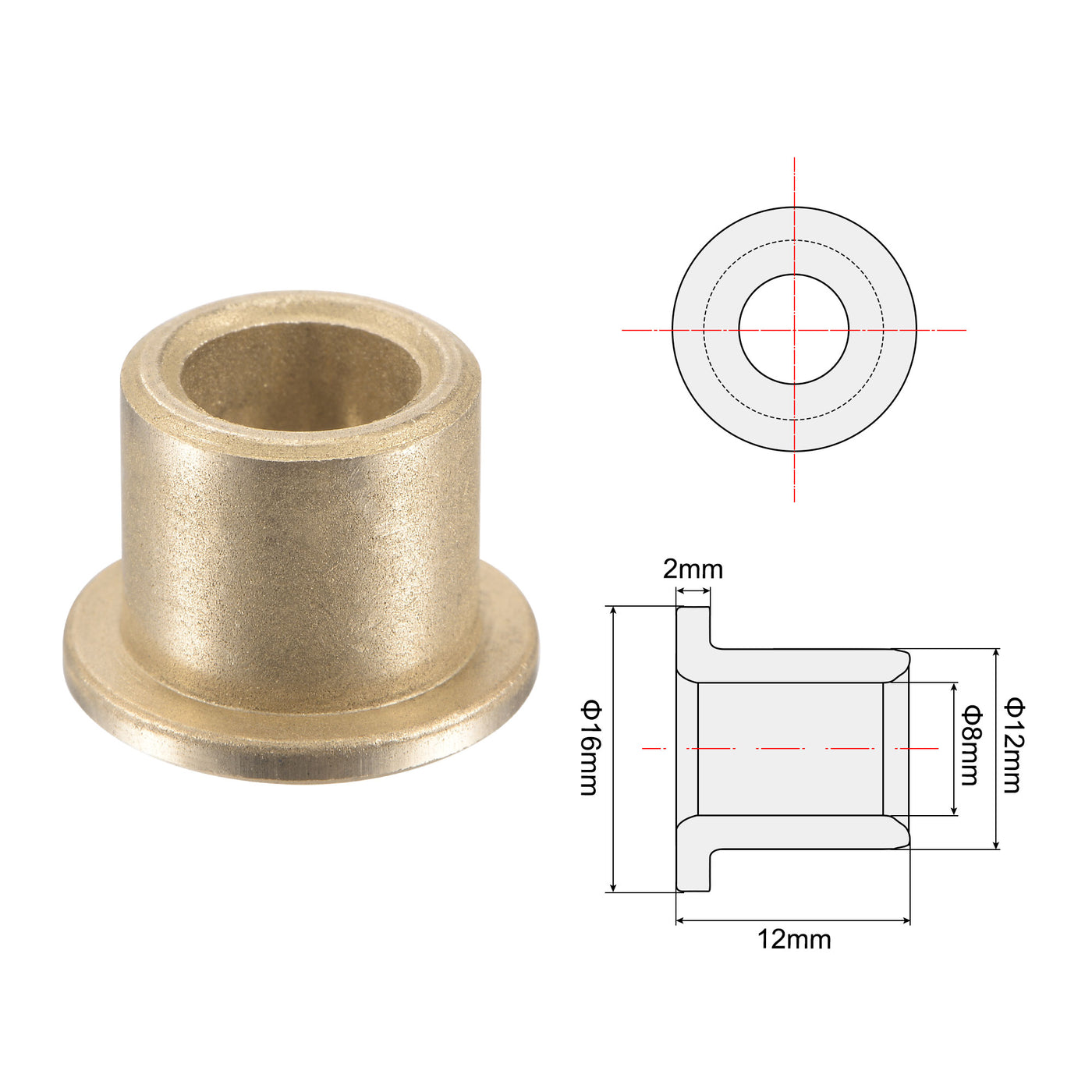 uxcell Uxcell Flange Sleeve Bearings Sintered Bronze Self-Lubricating Bushing