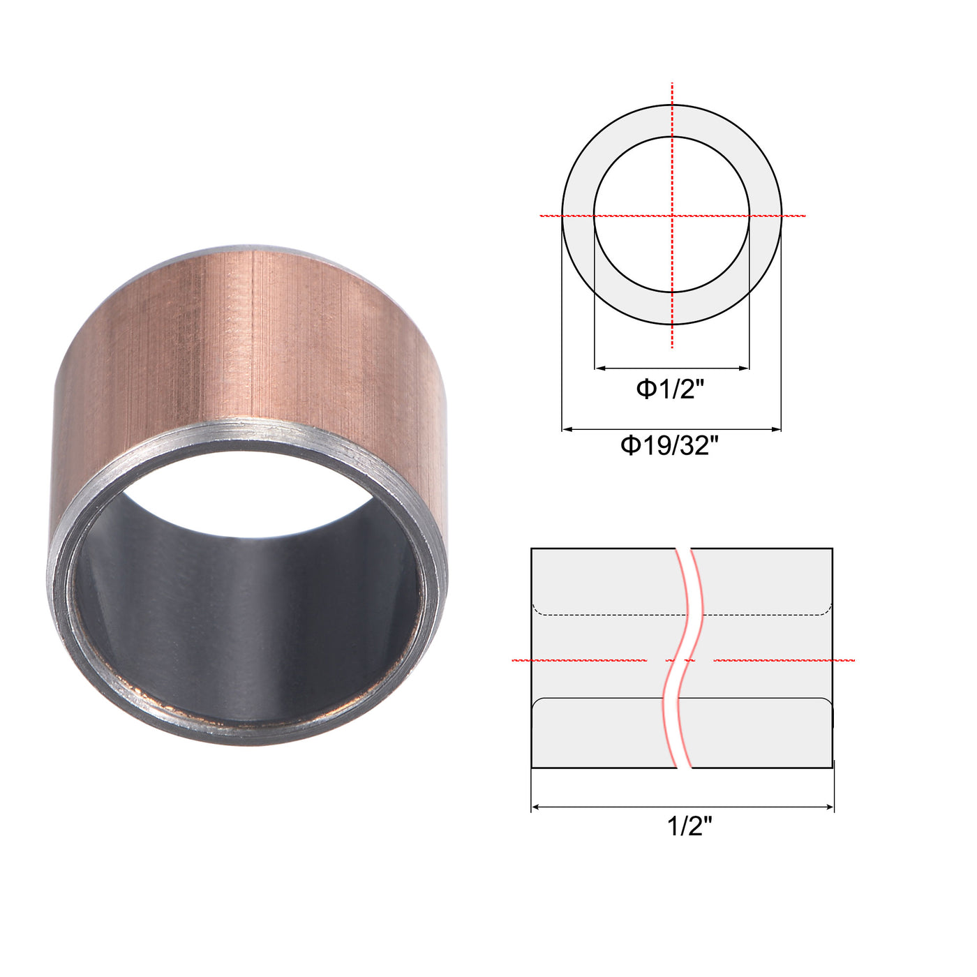 uxcell Uxcell Sleeve (Plain) Bearings Wrapped Oilless Bushings