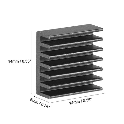 Harfington Uxcell 14x14x6mm Aluminum Heatsink Electronics Cooler for MOS IC Chip Black 50 Pcs