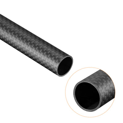 Harfington Uxcell Carbon Fiber Round Tube 30x28x500mm 3K Roll Wrapped Matt for RC Airplane 1Pcs