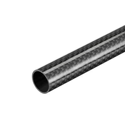 Harfington Uxcell Carbon Fiber Round Tube 25x23x500mm 3K Roll Wrapped Glossy for RC Airplane 1Pcs