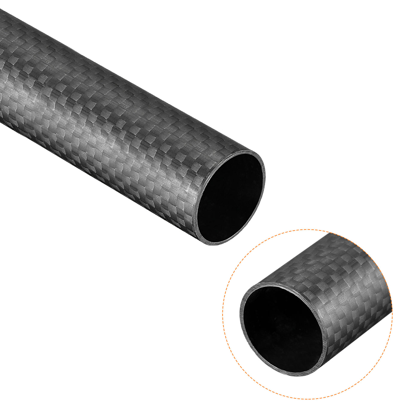 Uxcell Uxcell Carbon Fiber Round Tube 30x28x500mm 3K Roll Wrapped Matt for RC Airplane 1Pcs