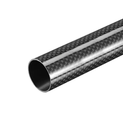 Harfington Uxcell Carbon Fiber Round Tube 25x23x500mm 3K Roll Wrapped Glossy for RC Airplane 1Pcs
