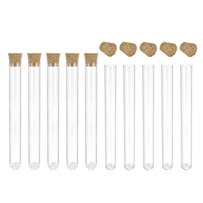Harfington Uxcell 30Pcs PS Plastic Test Tubes with Cork Stoppers, Round Base, 12x100mm