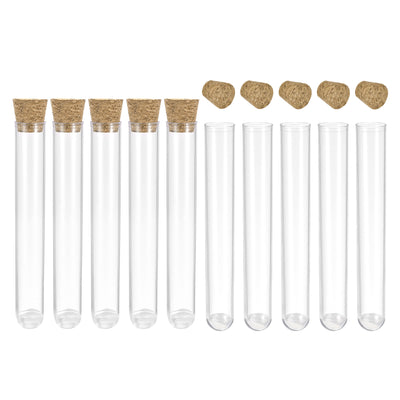 Harfington Uxcell 30Pcs PS Plastic Test Tubes with Cork Stoppers, Round Base, 12x100mm