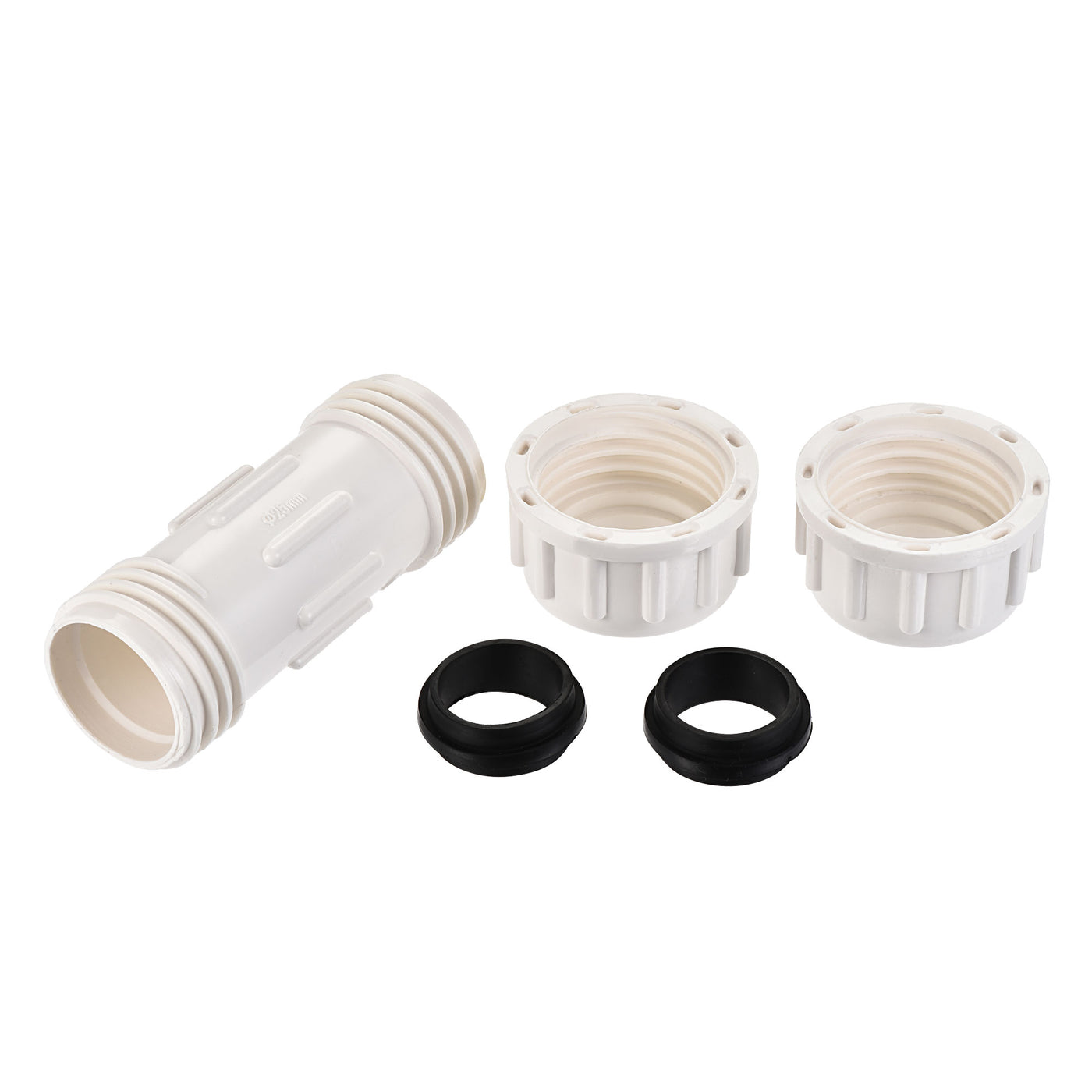 uxcell Uxcell PVC Compression Plumbing Coupling Straight Pipe Fitting Extension 25mm White 2Pcs