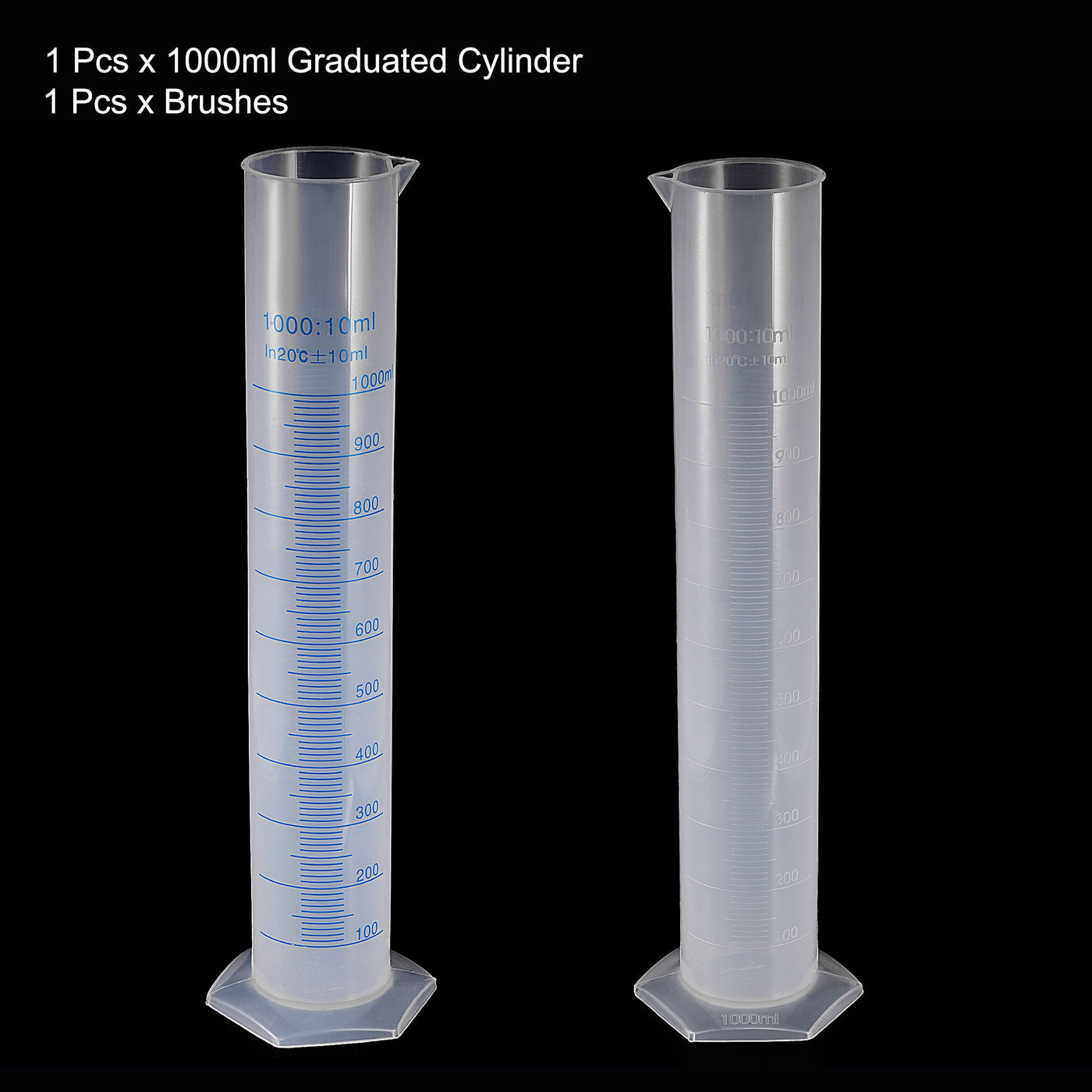 uxcell Uxcell Plastic Graduated Cylinder, 1000ml Measuring Cylinder with 1 Brush, 2in1 Set for Science Lab