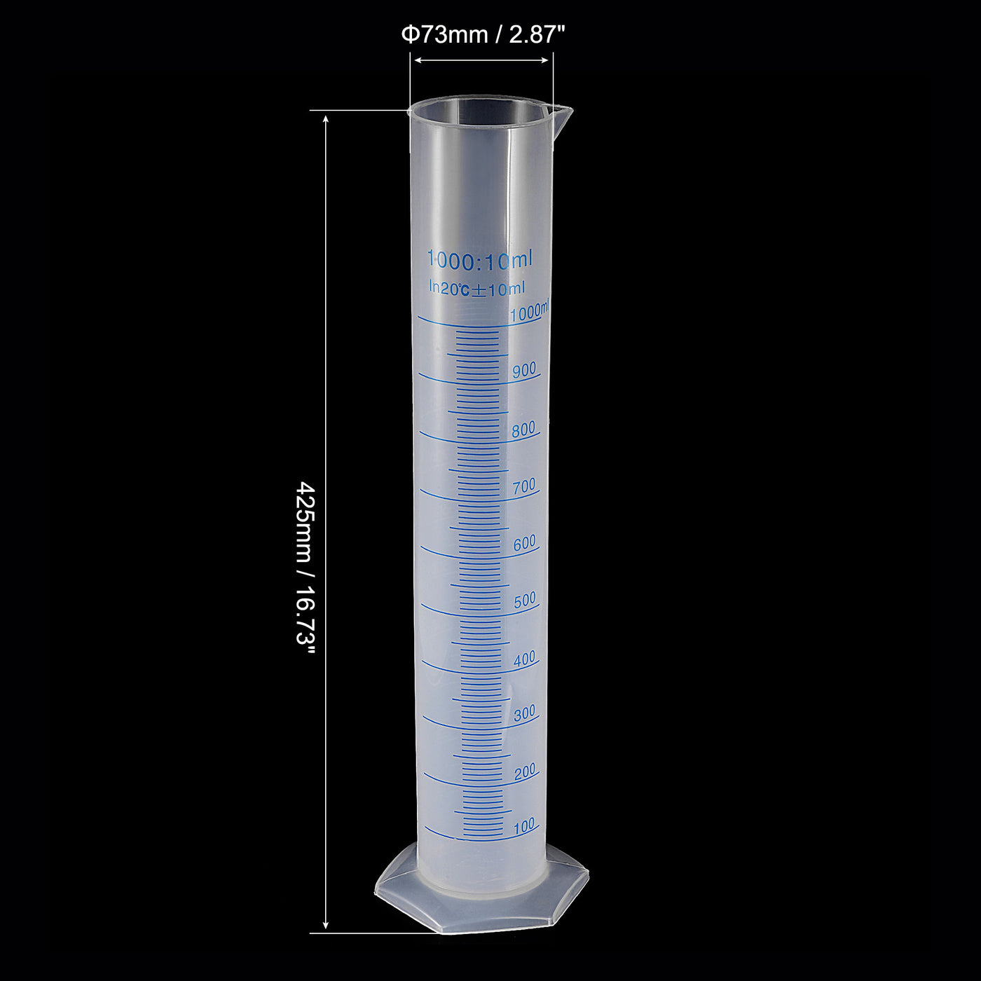 uxcell Uxcell Plastic Graduated Cylinder, 1000ml Measuring Cylinder with 1 Brush, 2in1 Set for Science Lab