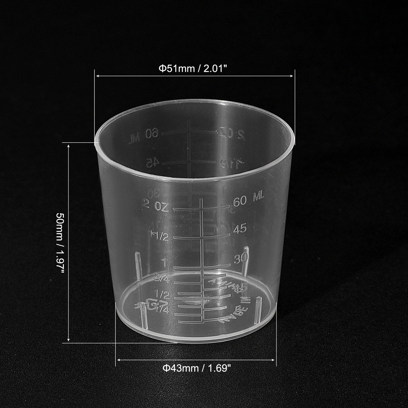 uxcell Uxcell 22 Pack Measuring Cup 60ml/2oz PP Plastic Graduated Beaker Clear with 22 Pack Wooden Stirring Sticks for Lab Kitchen Liquids