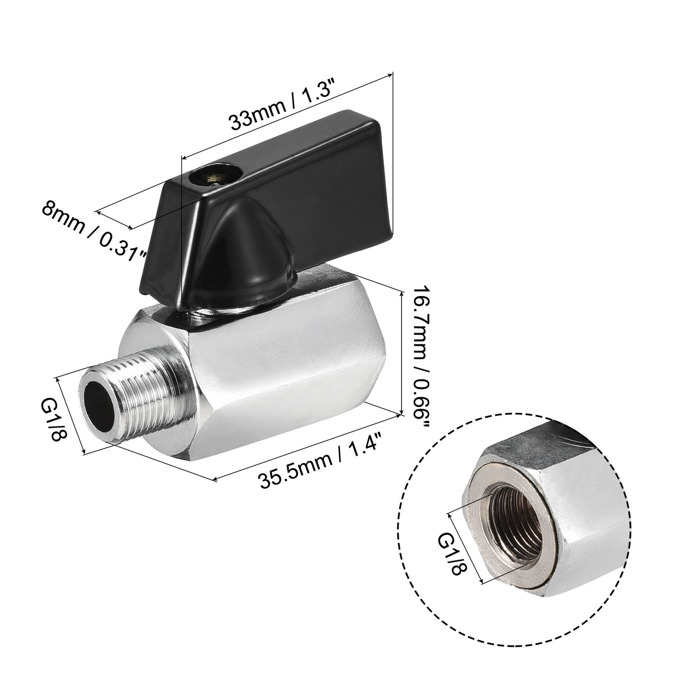 Uxcell Uxcell Brass Ball Valve Shut Off Switch G1/4 Male to Female Polishing Connector Black