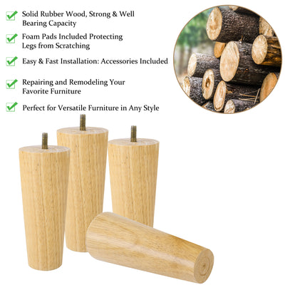 Harfington Uxcell Wood Furniture Legs 4Pcs, Replacement Feet for Sofa DIY