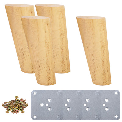Harfington Uxcell Wood Furniture Legs 4Pcs, Hardwood Angled Replacement Feets for Sofa