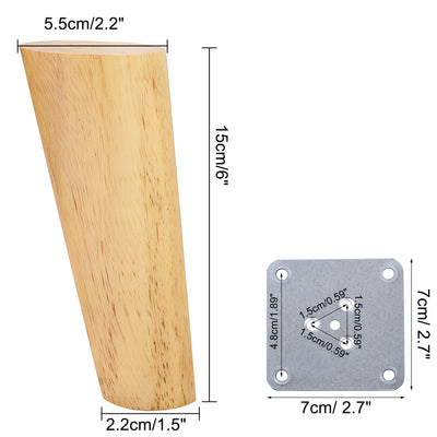 Harfington Uxcell Wood Furniture Legs 4Pcs, Hardwood Angled Replacement Feets for Sofa