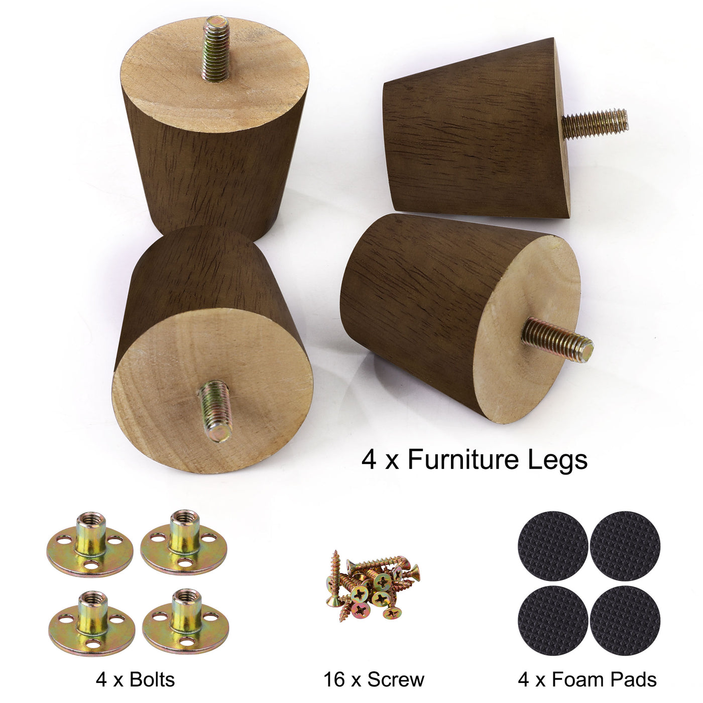 uxcell Uxcell Wood Furniture Legs 4Pcs, Replacement Feet for Sofa DIY