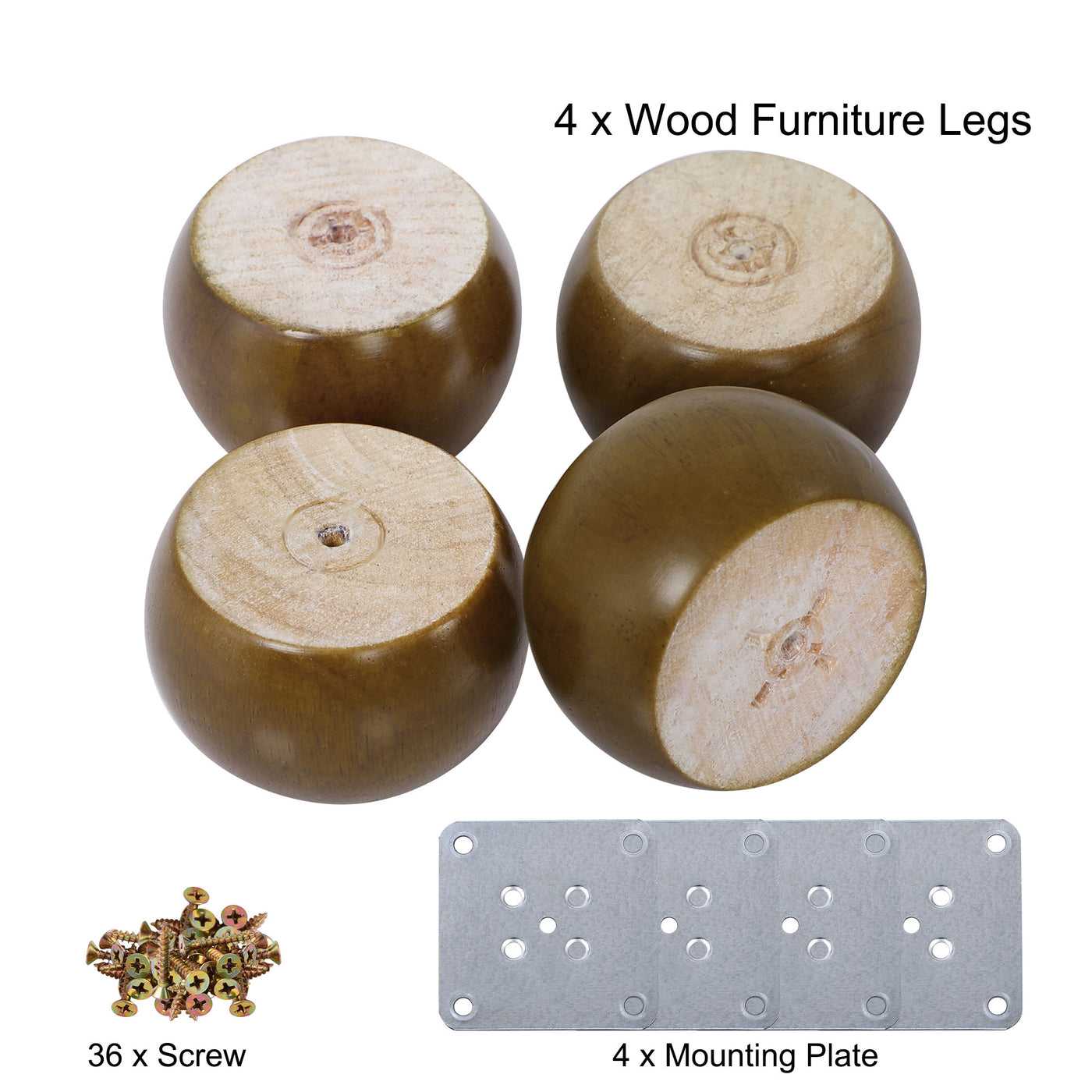 uxcell Uxcell Wood Furniture Legs 4Pcs, 1.6 Inch Solid Replacement Feets for Sofa