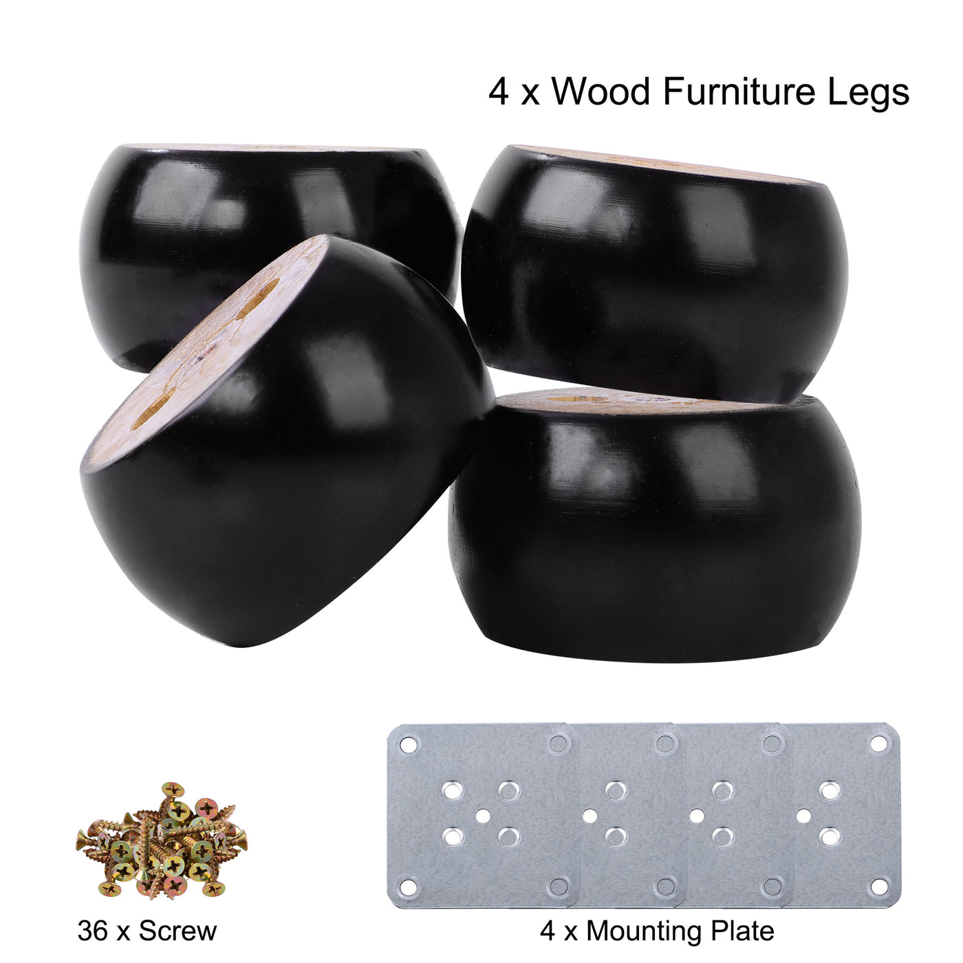 uxcell Uxcell Wood Furniture Legs 4Pcs, 1.6 Inch Solid Replacement Feets for Sofa