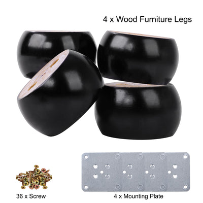 Harfington Uxcell Wood Furniture Legs 4Pcs, 1.6 Inch Solid Replacement Feets for Sofa