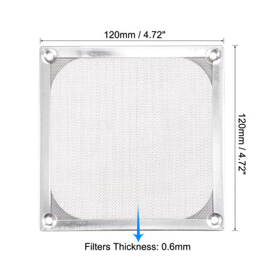 Harfington Uxcell PC Dust Fan Screen Aluminum Mesh for Cooling Case Cover Silver Tone 120mm 4pcs