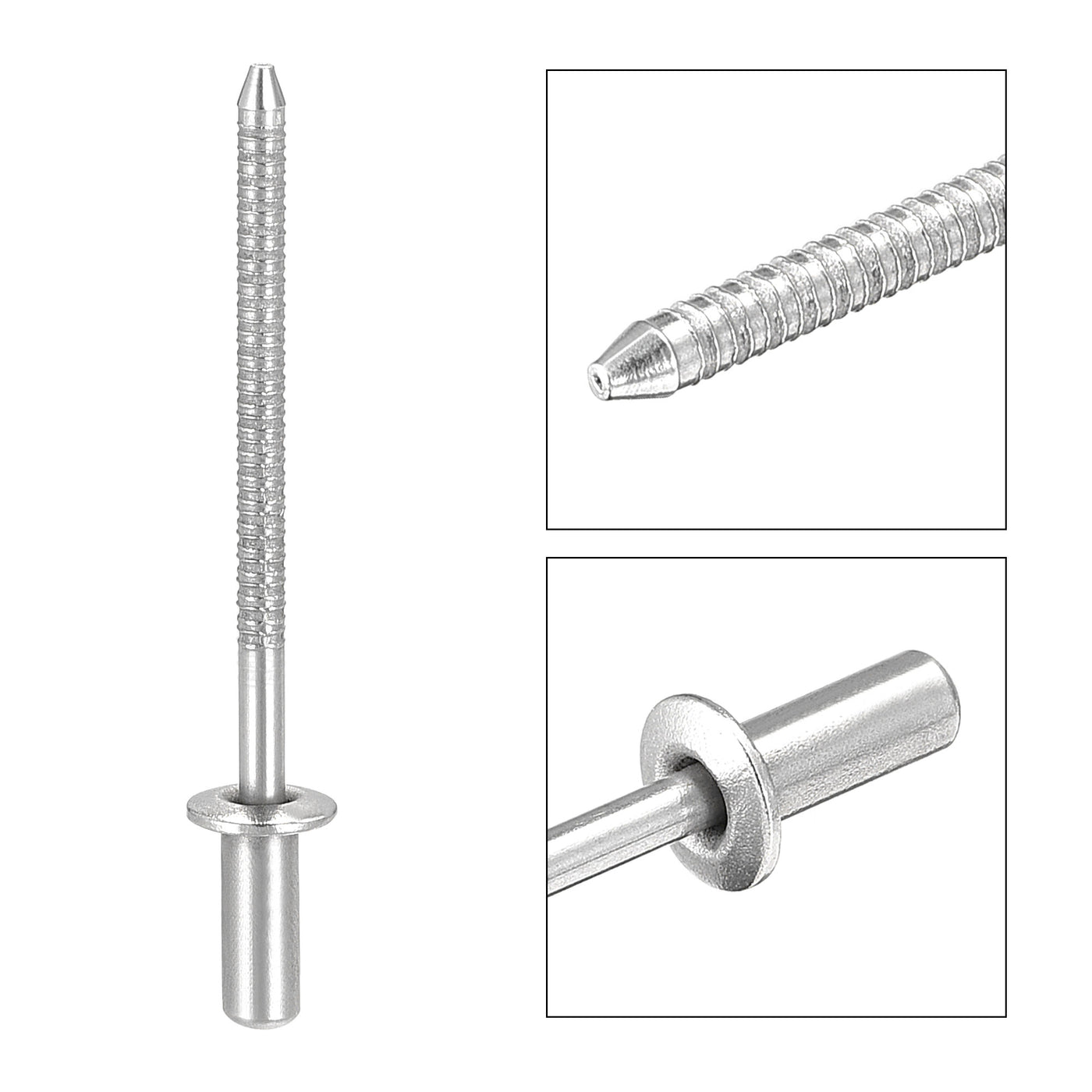 uxcell Uxcell Blind Rivets 304 Stainless Steel 3.2mm Diameter 8mm Grip Length 50pcs
