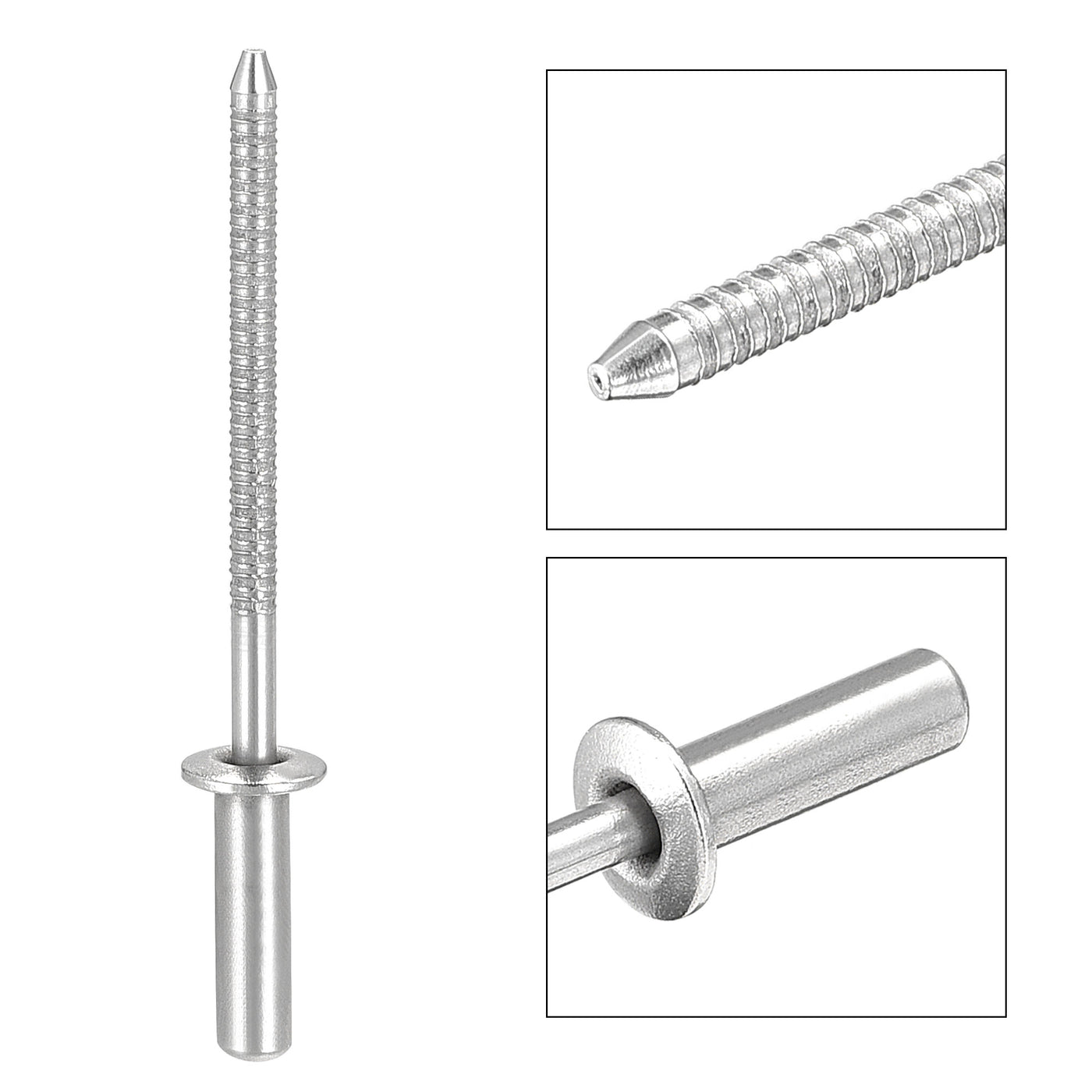 uxcell Uxcell Blind Rivets 304 Stainless Steel 3.2mm Diameter 10mm Grip Length 50pcs