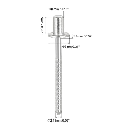 Harfington Uxcell Blind Rivets 304 Stainless Steel 4mm Diameter 7mm Grip Length 100pcs