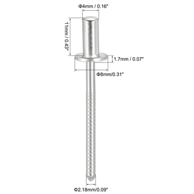 Harfington Uxcell Blind Rivets 304 Stainless Steel 4mm Diameter 11mm Grip Length 25pcs