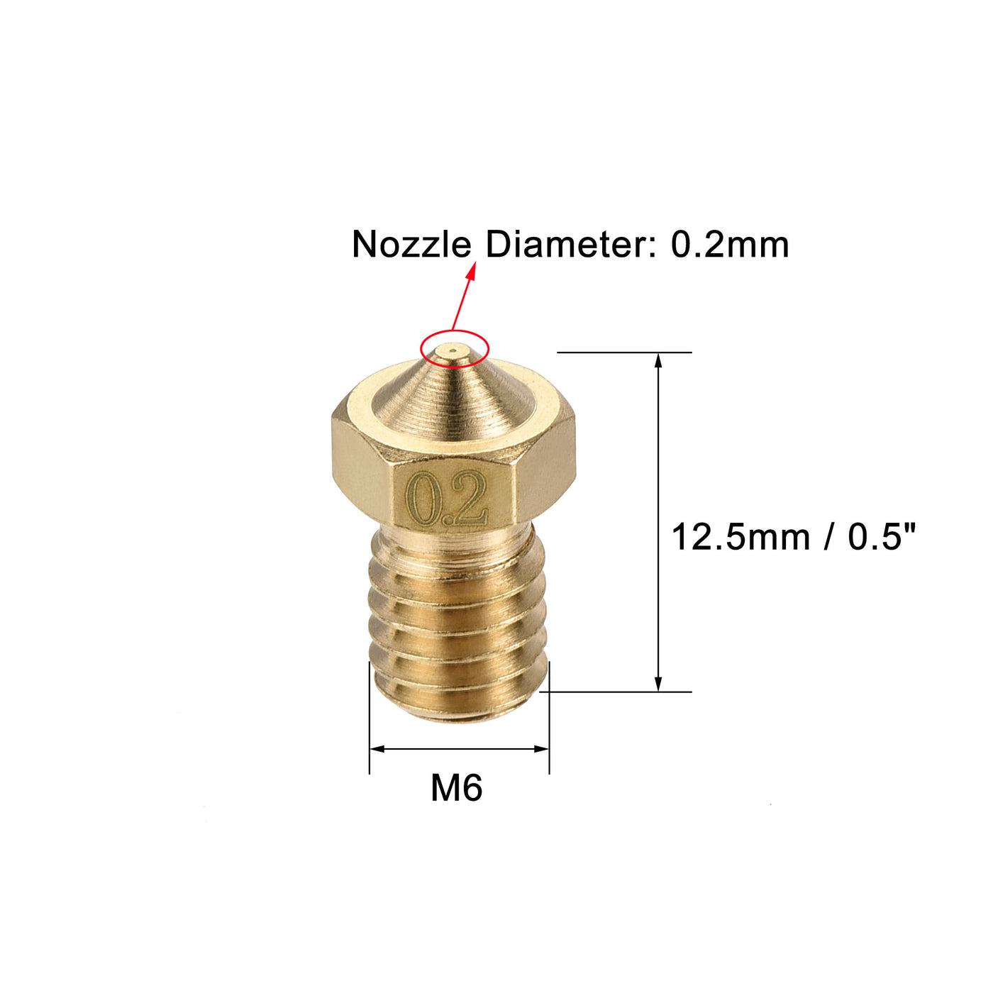 uxcell Uxcell 0.2mm 3D Printer Nozzle, 14pcs M6 Thread for V5 V6 1.75mm Extruder Print, Brass