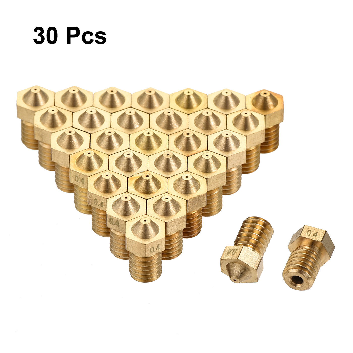 uxcell Uxcell 0.4mm 3D Printer Nozzle, 30pcs M6 Thread for V5 V6 1.75mm Extruder Print, Brass