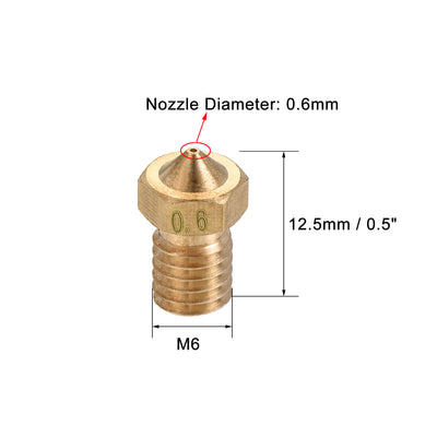 Harfington Uxcell 0.6mm 3D Printer Nozzle, 14pcs M6 Thread for V5 V6 1.75mm Extruder Print, Brass