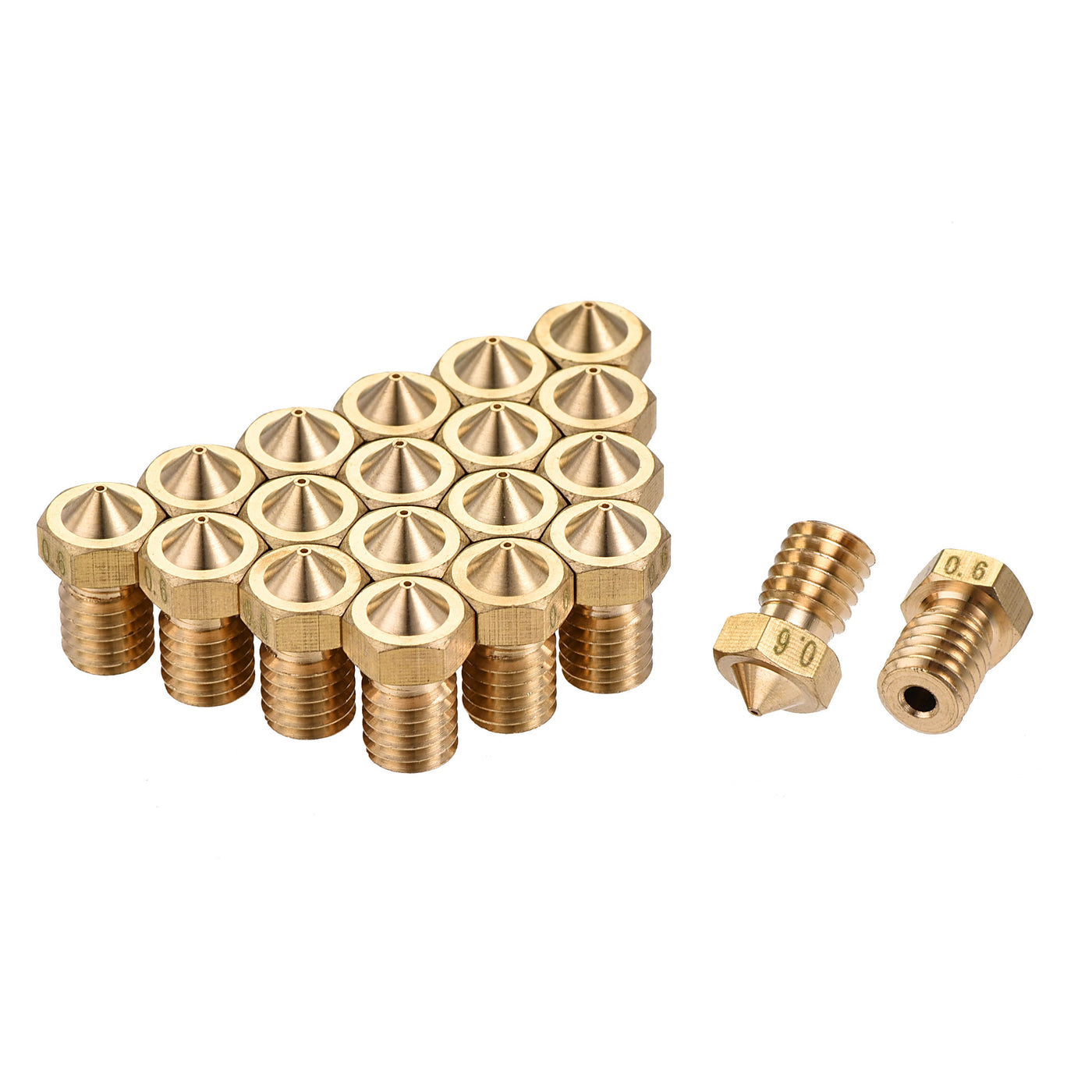 uxcell Uxcell 0.6mm 3D Printer Nozzle, 20pcs M6 Thread for V5 V6 1.75mm Extruder Print, Brass