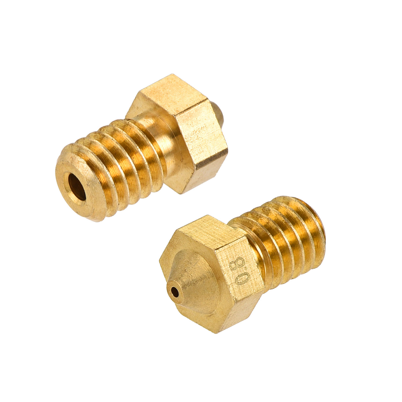 uxcell Uxcell 0.8mm 3D Printer Nozzle, 20pcs M6 Thread for V5 V6 1.75mm Extruder Print, Brass