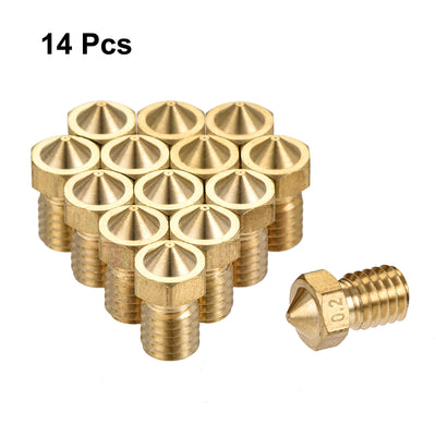 Harfington Uxcell 0.2mm 3D Printer Nozzle, 14pcs M6 Thread for V5 V6 3mm Extruder Print, Brass