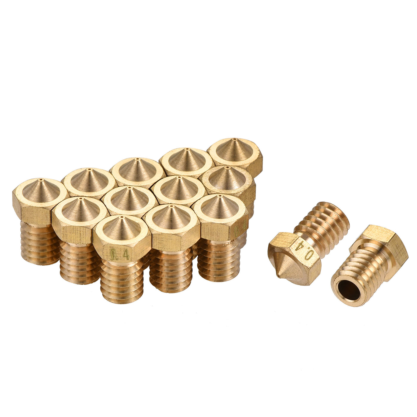uxcell Uxcell 0.4mm 3D Printer Nozzle, 14pcs M6 Thread for V5 V6 3mm Extruder Print, Brass