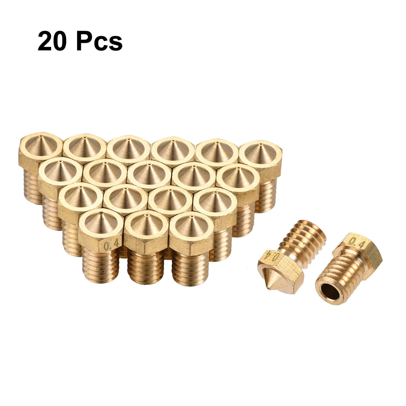 uxcell Uxcell 0.4mm 3D Printer Nozzle, 20pcs M6 Thread for V5 V6 3mm Extruder Print, Brass