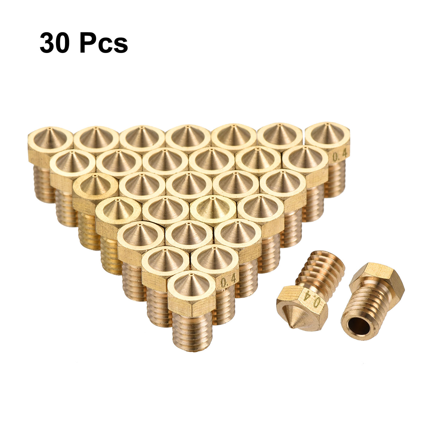 uxcell Uxcell 0.4mm 3D Printer Nozzle, 30pcs M6 Thread for V5 V6 3mm Extruder Print, Brass