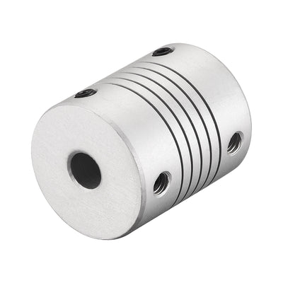 uxcell Uxcell 7mm to 6.35mm Aluminum Alloy Shaft Coupling Flexible Coupler L30xD25 Silver