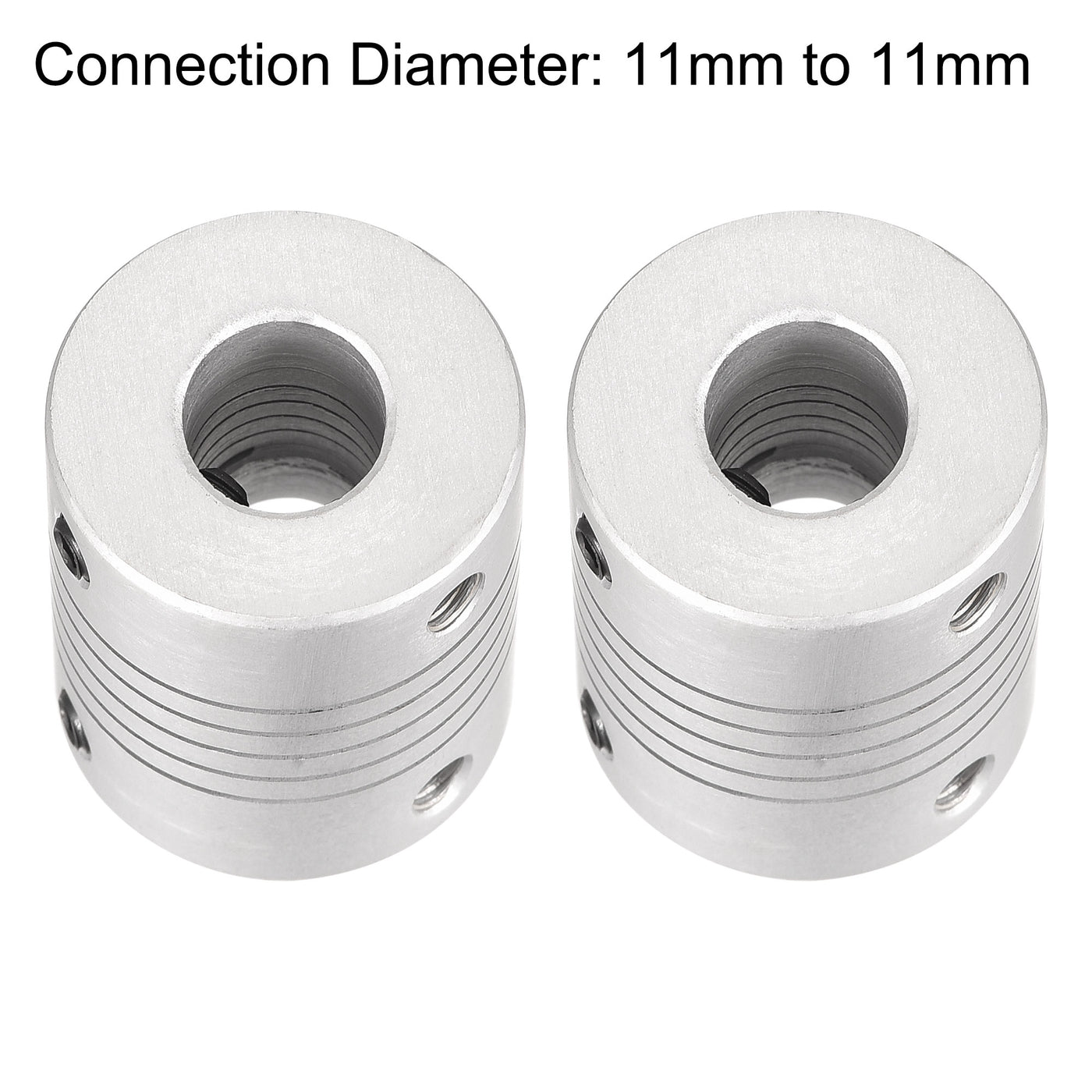 uxcell Uxcell 11mm to 11mm Aluminum Alloy Shaft Coupling Flexible Coupler L30xD25 Silver