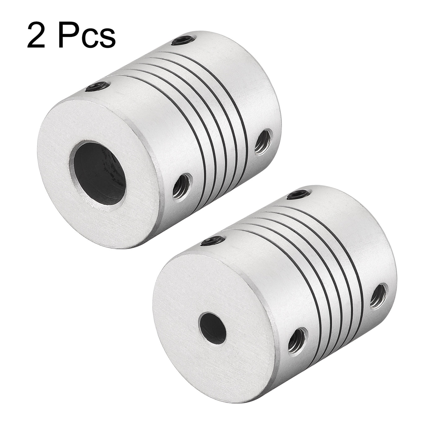 uxcell Uxcell 10mm to 5mm Aluminum Alloy Shaft Coupling Flexible Coupler L30xD25 Silver 2Pcs