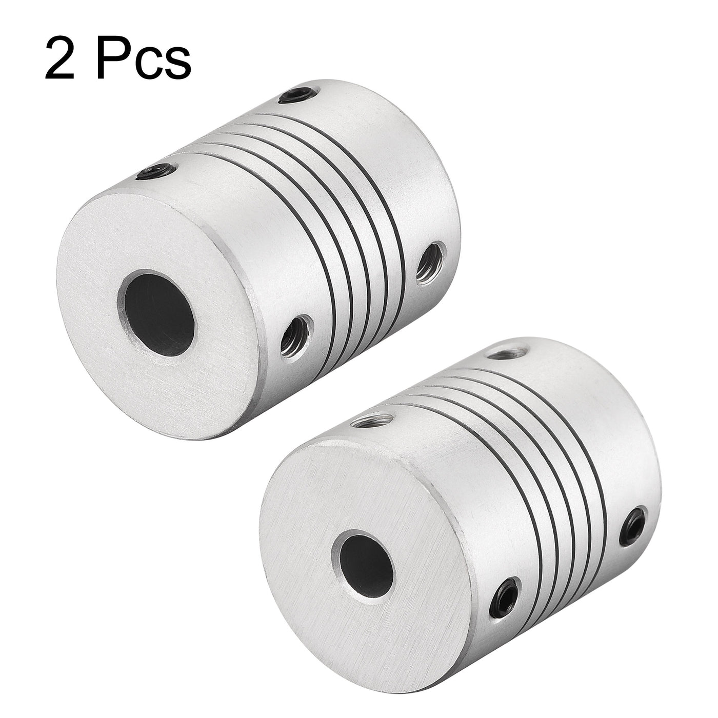 uxcell Uxcell 8mm to 6mm Aluminum Alloy Shaft Coupling Flexible Coupler L30xD25 Silver 2Pcs