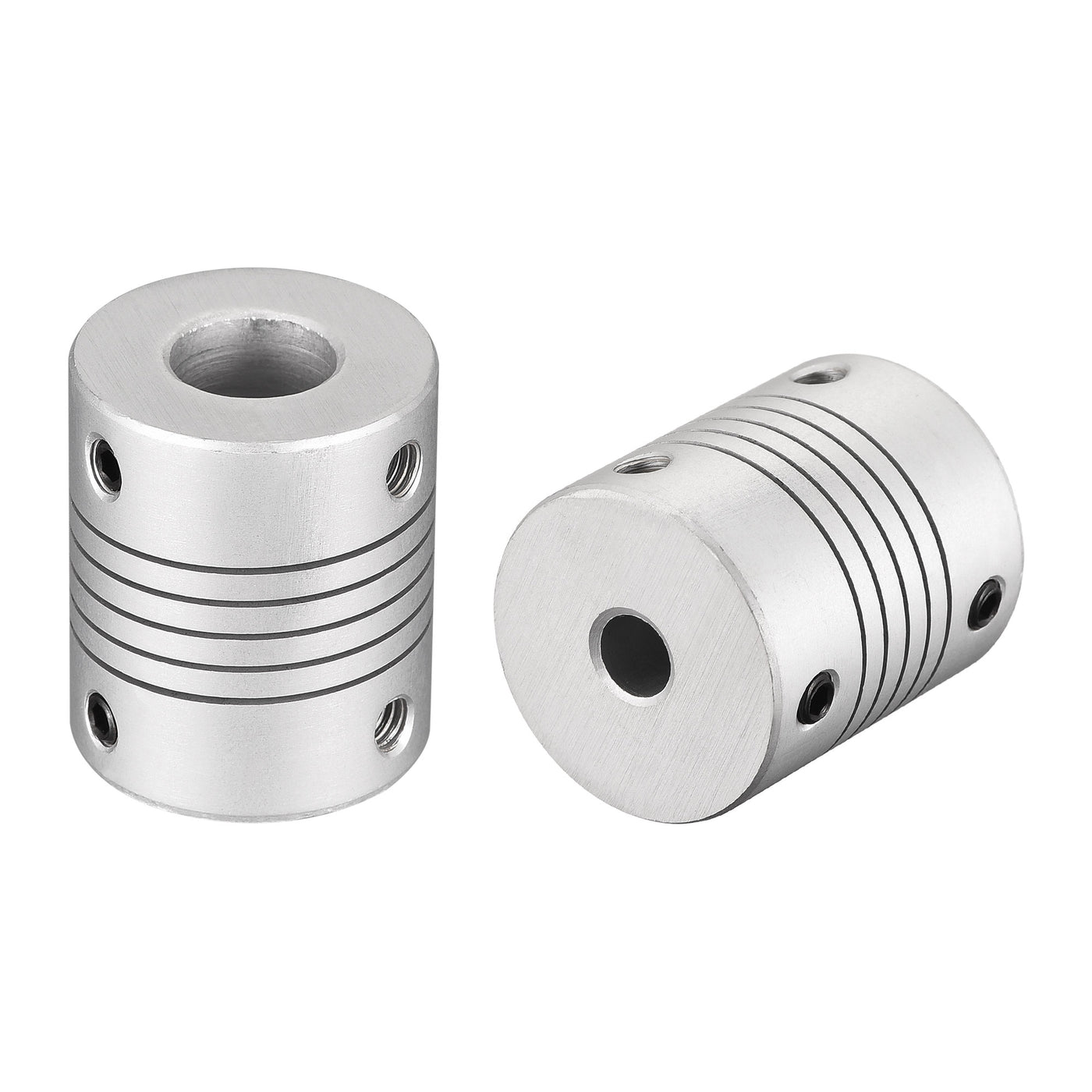 uxcell Uxcell 11mm to 6mm Aluminum Alloy Shaft Coupling Flexible Coupler L30xD25 Silver 2Pcs