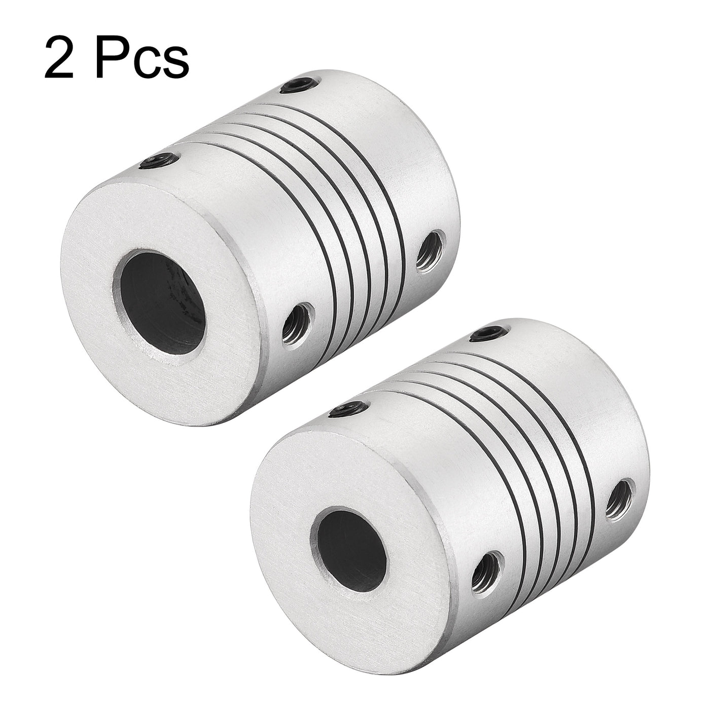 uxcell Uxcell 10mm to 8mm Aluminum Alloy Shaft Coupling Flexible Coupler L30xD25 Silver 2Pcs