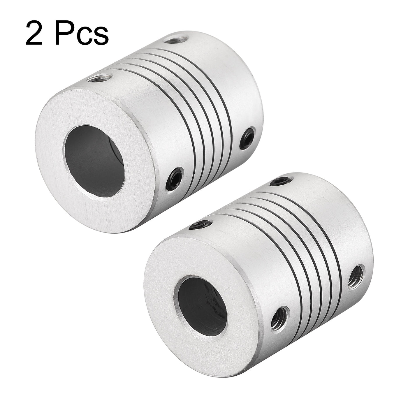 uxcell Uxcell 12mm to 10mm Aluminum Alloy Shaft Coupling Flexible Coupler L30xD25 Silver 2Pcs