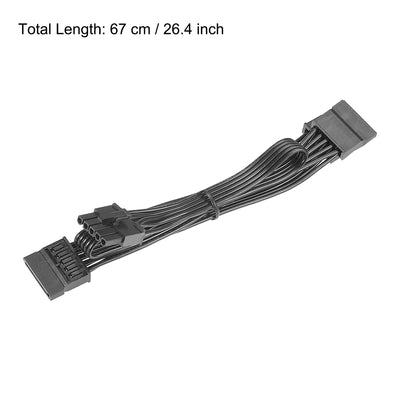 Harfington Uxcell Mainboard Power Cable for Video Card PCIe 5 to 3 Splitter SATA 18 AWG 67cm