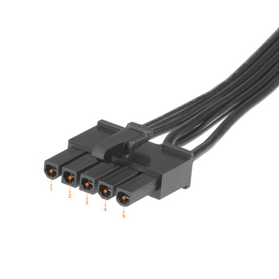 Harfington Uxcell Mainboard Power Cable for Video Card PCIe 5 to 3 Splitter SATA 18 AWG 67cm