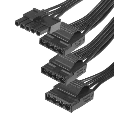 Harfington Uxcell Mainboard Power Cable 5 Grid of PCIe 4 Pin to 3 Splitter 4 Pin IDE Female SATA 18 AWG 67cm