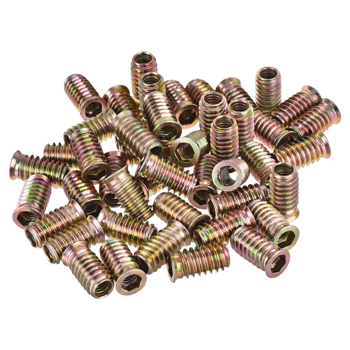 uxcell Uxcell 5/16"-18x25mm Threaded Insert Nuts Hex Socket Drive for Wood Furniture, with Wrench 50pcs
