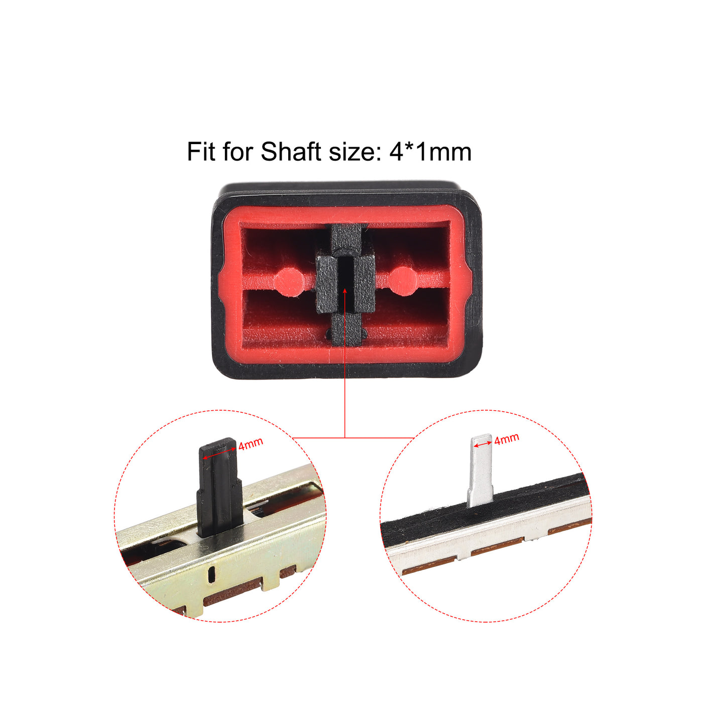 uxcell Uxcell Plastic Straight Slide Potentiometer Flat Push Knob Insert Shaft 4x1mm Red Black 5pcs
