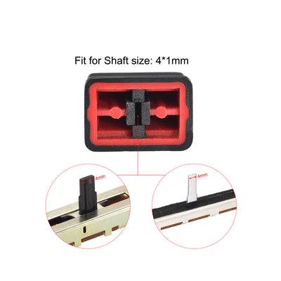Harfington Uxcell Plastic Straight Slide Potentiometer Flat Push Knob Insert Shaft 4x1mm Red Black 5pcs
