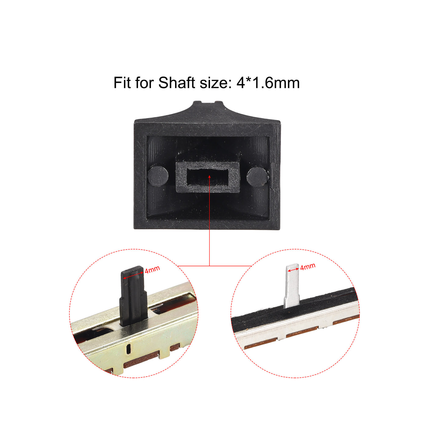 Uxcell Uxcell Plastic Straight Slide Potentiometer Flat Push Knob Insert Shaft 4x1.6mm Silver Black 5pcs